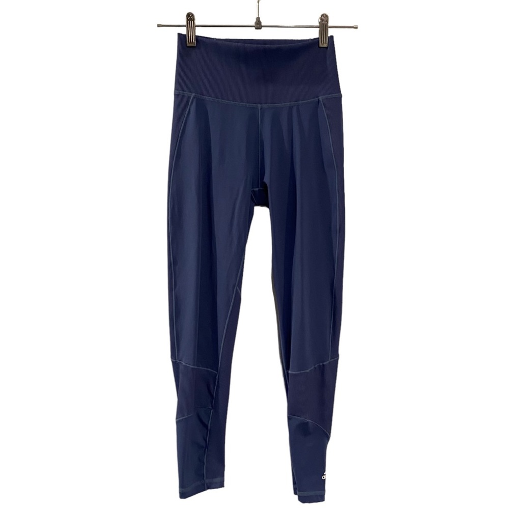 Adidas Primegreen Ribbed Blue Purple Athletic Leggings